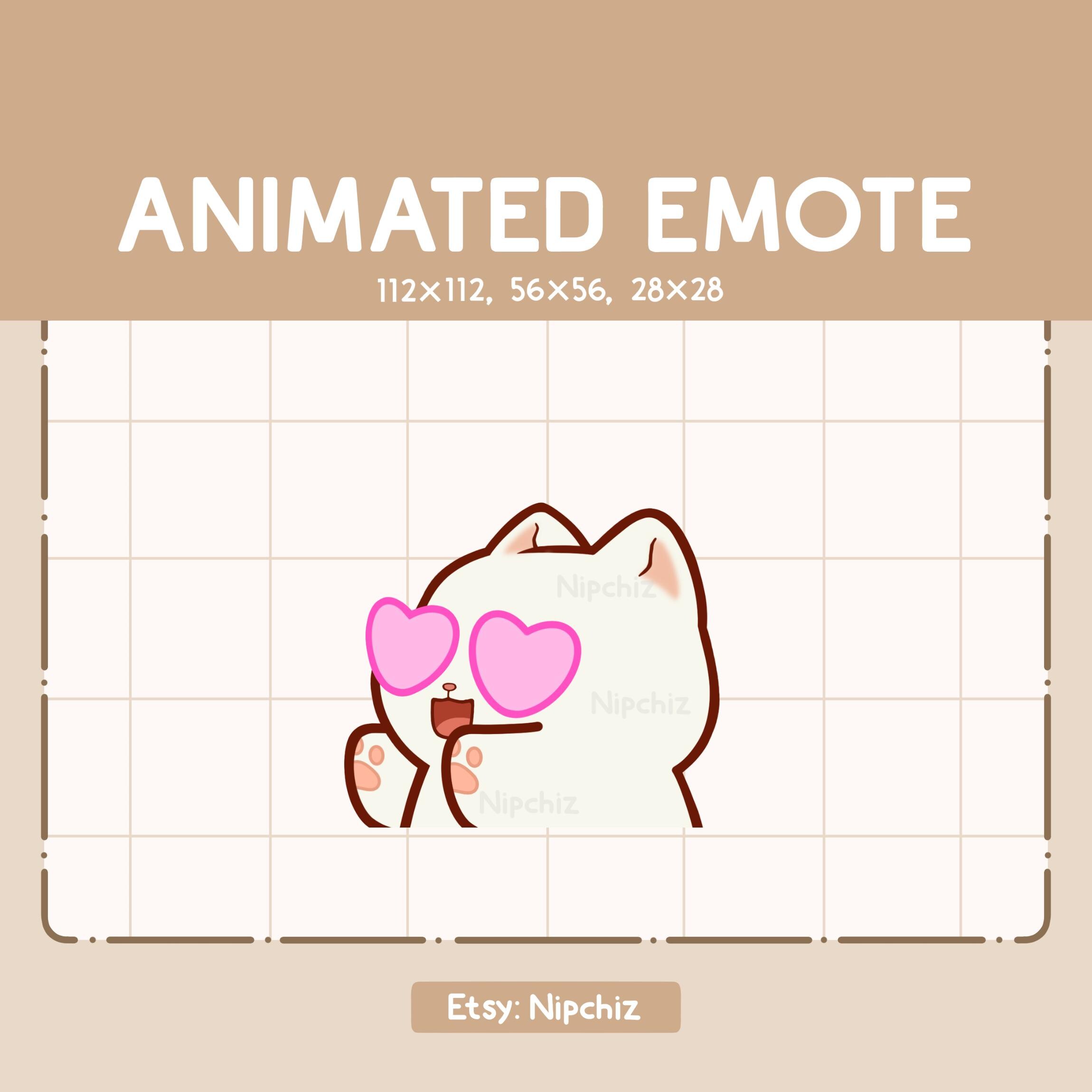 Animated Emote Adorable White Cat in Love is Chasing - Adorable Emote - Funny Emote for Streaming - Kawaii Emote