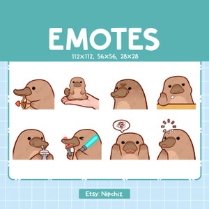 Cute Platypus Emotes | 8 Emotes for Streamer | Cute Platypus Emote Pack | Funny Emotes