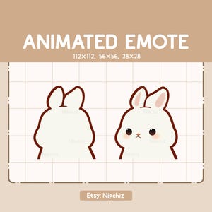 Animated Emote Cute Rabbit Turning Around - Ready to Use / Funny Kawaii Emote / Cartoon Cute Emote