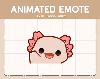 Animated Emote Adorable Axolotl Waving - Hi Emote - Hello Emote - Emote for Streaming - Funny Cartoon Emote