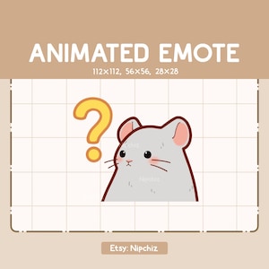 Animated Emote Confused Gray Mouse is Trying to Figure Something Out / Adorable Funny Emote - Cartoon Emote for Streaming - Cute Emote