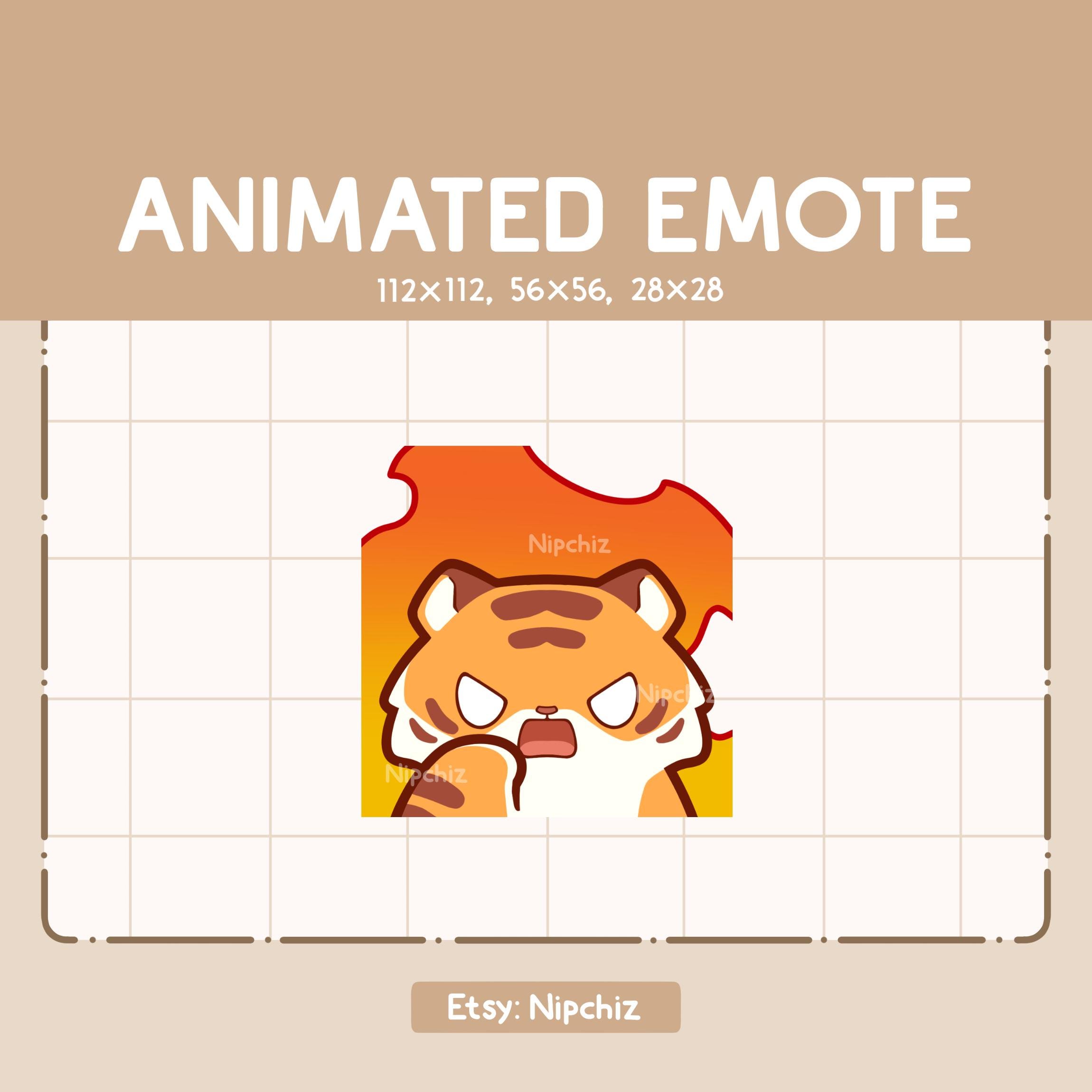 Chibi Fire Animated Emote - Kawaii Cute Tiger on Fire - Cartoon Emote - Funny ...