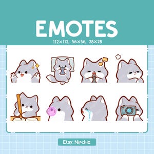 Wolf Emotes for Streaming | Kawaii Animal Emoji | (8) Cute Wolf Emote Pack