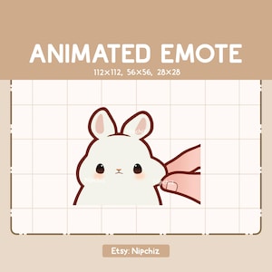 Animated Emote Cute Rabbit Getting Pinched in The Cheek - Cartoon Emote for Streamer - Funny Emote