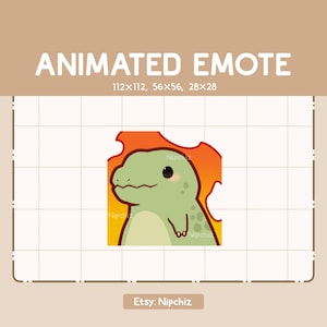 Animated Emote Chibi Relaxed and Calm Dinosaur Trex / Adorable Cartoon Emote / Ready to Use / Cute Emote