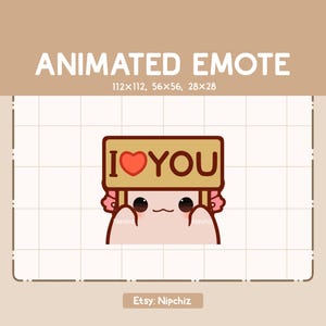 Animated Emote Cute Axolotl Holding I Heart You Wooden Sign / Adorable Cartoon Emote / Ready to Use / Cute Emote