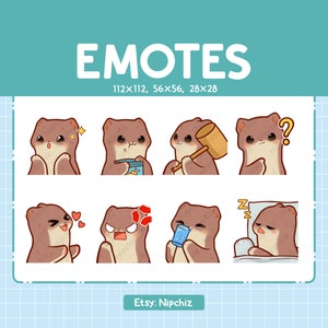 Emotes hermine / 8 émoticônes mignonnes pour le streaming / Numérique / Lot d'émotes hermine Chibi
