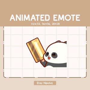 Animated Emote Chibi Panda Gladly Giving His Card - Adorable Cartoon Emote - Chibi Kawaii Emote - Ready to Use
