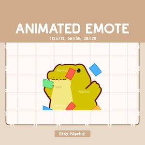Animiertes Emote Fröhliches Hype Krokodil Feiert / Gebrauchsfertig / Lustiges Kawaii Emote / Cartoon Süßes Emote
