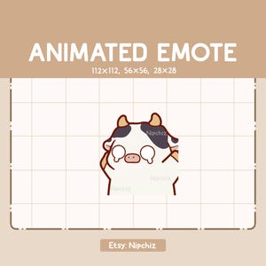 Animated Emote Cute Cow is Running while Panicking - Adorable Cartoon Emote - Chibi Kawaii Emote