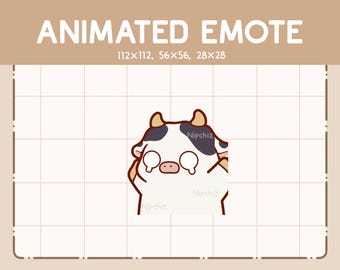 Animated Emote Cute Cow is Running while Panicking - Adorable Cartoon Emote - Chibi Kawaii Emote