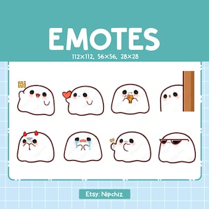 Ghost Emotes / 8 Cute Ghost Emotes / Kawaii Emotes / Ready to Use / Funny Emoji Bundle
