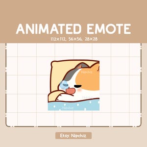Animated Emote Chibi Calico Cat is Sleeping While Snoring - Adorable Emote - Funny Emote for Streaming - Kawaii Emote