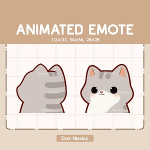 Gesto animado de lindo gato atigrado gris dándose la vuelta / Gesto kawaii / Gesto adorable para transmisión / Listo para usar