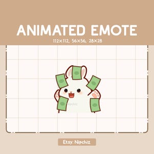 Animowana emotka Uroczy, szczęśliwy, fantazyjny królik / Chibi, zabawna emotka / emotka do przesyłania strumieniowego / emotka z kreskówek
