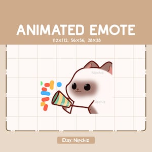 Animiertes Emote Niedliche Siam Katze Feiert Den Moment Mit Seinem Party Popper - Cartoon Emote - Lustiges Emote zum Streamen