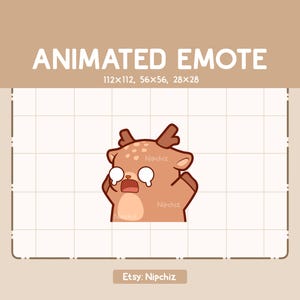 Animiertes Emote Niedliches Reh läuft in Panik / Entzückendes Chibi Emote / Cartoon Emote zum Streamen