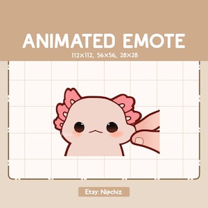 Animated Emote Cute and Adorable Axolotl Getting Pinched in The Cheek - Cartoon Emote for Streamer