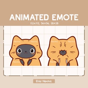 Animated Emote Cute Black Cat is Hiding and Revealing His Face With His Hoodie - Cute Cartoon Emote - Ready to Use