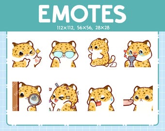 Cute Leopard Emotes | 8 Emotes for Streamer | Cute Leopard Emote Pack | Funny Emotes