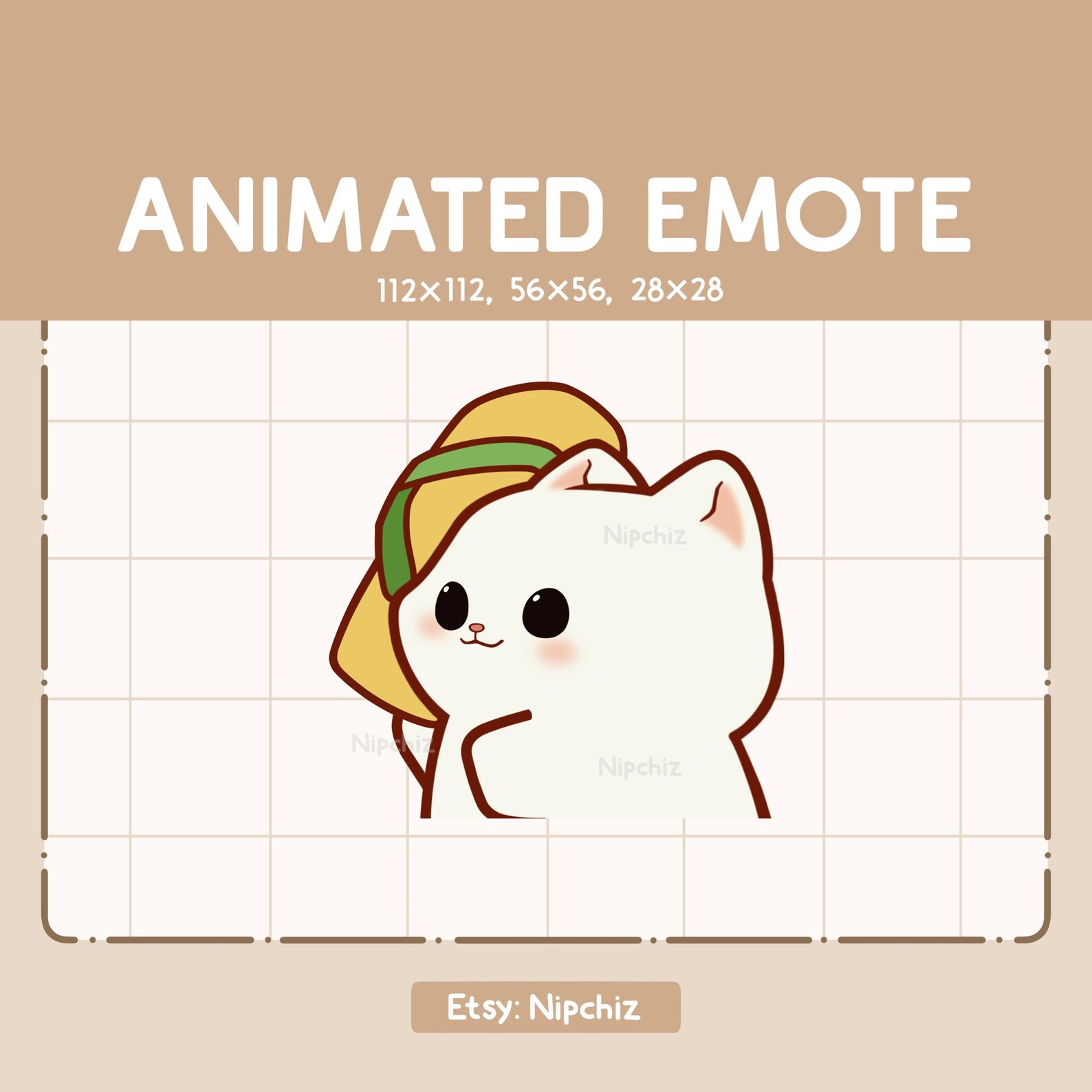 Animated Emote Adorable White Cat is Throwing a Sandal / Kawaii Cartoon ...