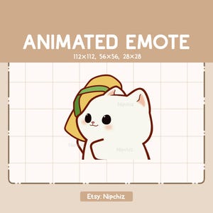 Gesto animado: adorable gato blanco lanzando una sandalia / Gesto de dibujos animados kawaii / Gesto chibi para transmisor / Listo para usar