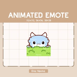 Animated Emote Hiding Blue Dragon is Appearing From the Shrub - Cute Funny Emote - Ready to Use - Kawaii Emote