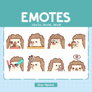 Chibi Hedgehog Emotes for Streaming - (8) kawaii Emotes – Cute Hedgehog Emote Bundle – Funny Emotes