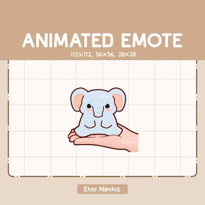 Animated Emote Cute Hand is Presenting a Elephant / Kawaii Cartoon Emote / Chibi Emote For Streamer / Ready to Use