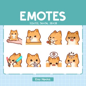 Tabby Cat-emotes (8) – Leuke emotes voor streamer – Chibi Orange Cat Emoji-bundel