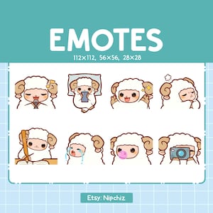 Kawaii Sheep Emotes (8) – Cute Emotes for Streamer – Chibi Baby Sheep Emoji Bundle