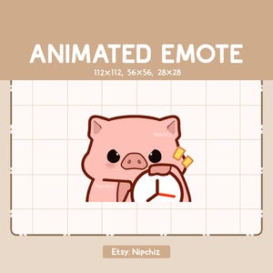 Gesto animado Cerdo enojado Se acabó el tiempo / Gesto de dibujos animados kawaii / Gesto Chibi para transmisores / Listo para usar