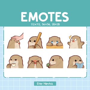 Cute Otter Emotes | 8 Emotes for Streamer | Cute Otter Emote Pack | Funny Emotes