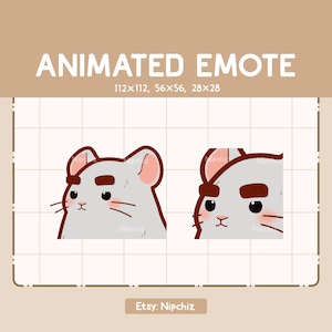 Animated Emote Chibi Gray Mouse Lifting His Thick Fabulous Eyebrows / Chibi Funny Emote / Emote for Streaming / Cartoon Emote