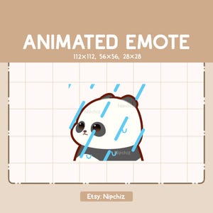 Gesto animado: adorable panda esperando durante el clima lluvioso / Gesto de dibujos animados kawaii / Gesto chibi para transmisor / Listo para usar