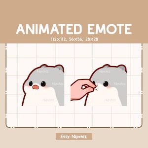 Emote animé mignon hamster gris bavard et main / Emote adorable - Emote drôle à regarder en streaming - Emote kawaii