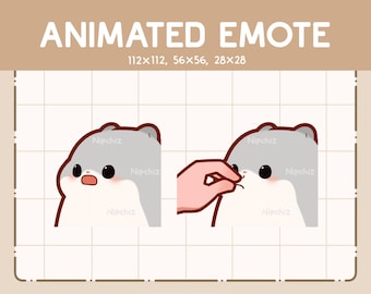 Animated Emote Cute Talkative Gray Hamster and a Hand / Adorable Emote - Funny Emote for Streaming - Kawaii Emote