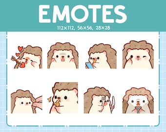 Egel-emotes / Leuk emoji-pakket / 8 egel-emotes voor streaming / Bundel-emotes
