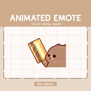 Animated Emote Chibi Grizzly Bear Gladly Giving His Card - Cartoon Emote - Funny Emote for Streaming - Ready to Use
