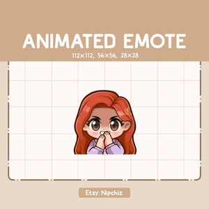 Animated Emote Girl Long Straight Red Hair Has a Plan with Scheming Face
