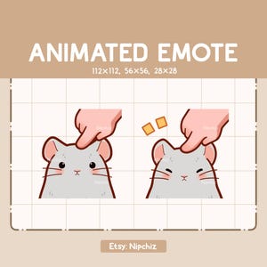 Animated Emote Cute Gray Mouse Getting Pressed on The Head / Cartoon Kawaii Emote/ Ready to Use/ Funny Emote