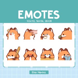 Emote Chibi Fox per lo streaming - (8) Emote kawaii - Pacchetto Emote Volpe Carina - Emote Divertenti