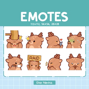 Emotes chevreuil / 8 émoticônes mignonnes pour le streaming / Numérique / Lot d'émoticônes Chibi chevreuil
