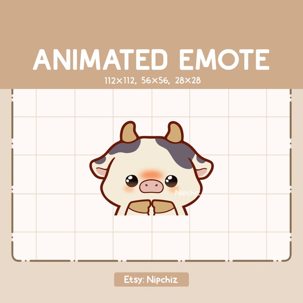 Animated Adorable and Cute Cow Shy and Begging Emote/ Kawaii Emote for Streaming