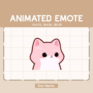 Animated Emote Cute Pink Cat / Shaking Head Emote / Adorable Cartoon Emote / Ready to Use / Kawaii Emote