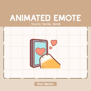 Gesto animado de gato naranja tocando con la mano un gran corazón rojo en el teléfono: lindo gesto kawaii, listo para usar