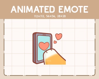 Animated Emote Orange Can Hand Tapping Big Red Heart Emote on The Phone - Cute Kawaii Emote - Ready to Use