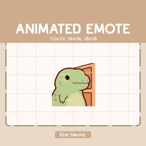 Animated Emote Dinosaur Trex is Opening the Door and Exiting the Room / Adorable Chibi Emote / Cartoon Emote for Streaming