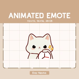 Animated Emote Angry White Cat Time Is Up / Emote for Streaming/ Cartoon Emote