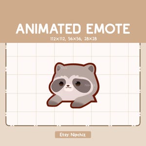 Geanimeerde emote wasbeer die tegen een tafel slaat / grappige schattige emote / emote voor streaming / kawaii-emote